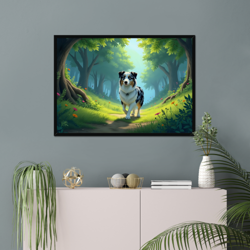 Photo frame dog art mockup